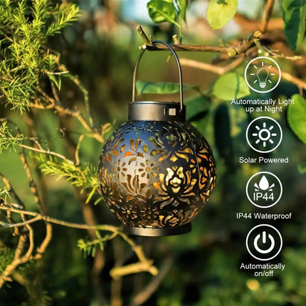Solar Hanging Lamp – Decorative Iron Design with Warm LED Light & Outdoor Energy Efficiency