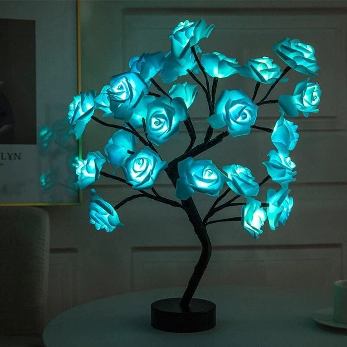 Lighted Rose Tree Lamp – Tabletop Tree With Glowing Rose Blossoms