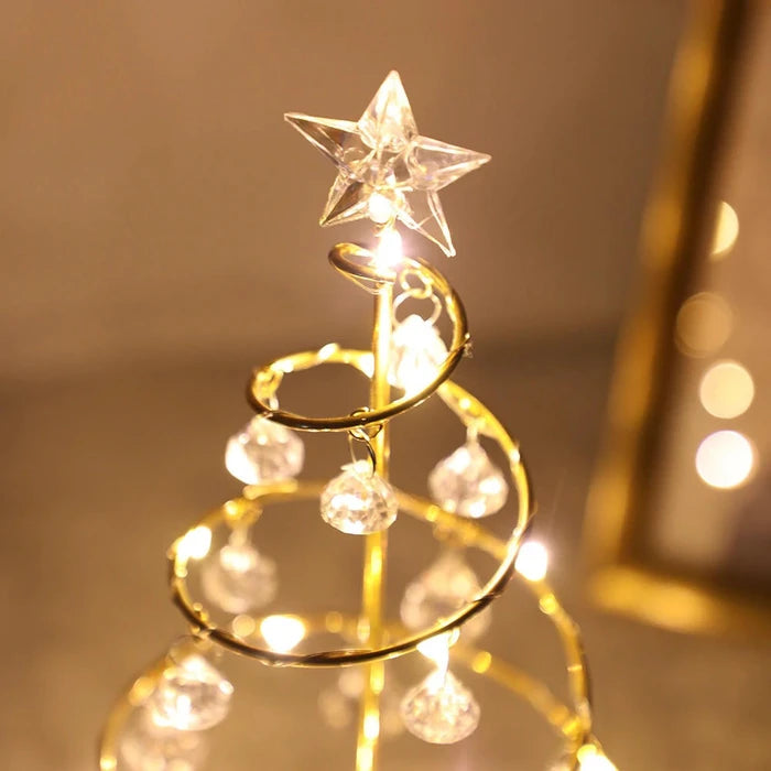 Spiral Christmas Tree Lamp – Tabletop Light with Crystal-Style Ornaments