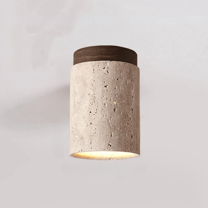 Ceiling-Mounted Travertine Light with Warm Integrated LED and Minimalist Natural Design