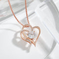 Double Heart Necklace – Elegant Plated Pendant with Sparkling Zircon Stone