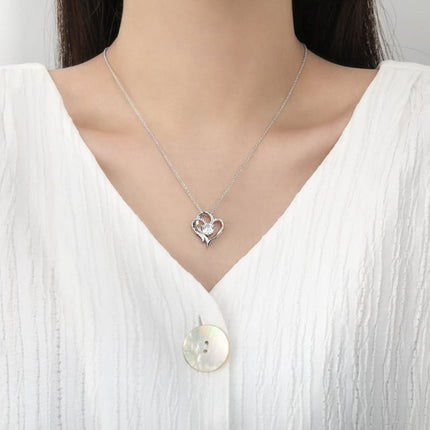 Double Heart Necklace – Elegant Plated Pendant with Sparkling Zircon Stone