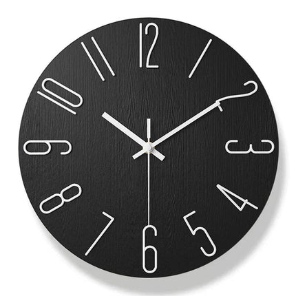 Wall Clock – Minimalist Wood-Style Frameless Design with Silent Quartz Movement